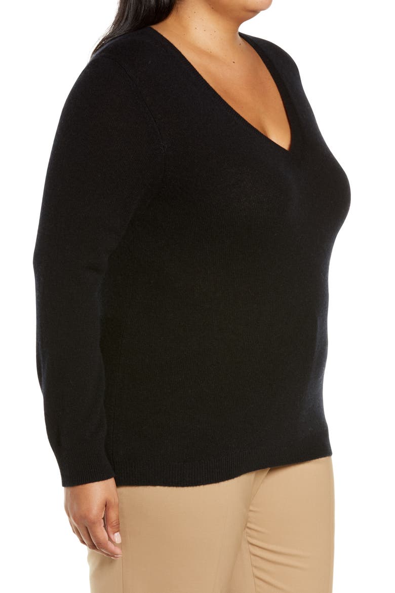 Essential V-Neck Cashmere Sweater, Alternate, color, BLACK