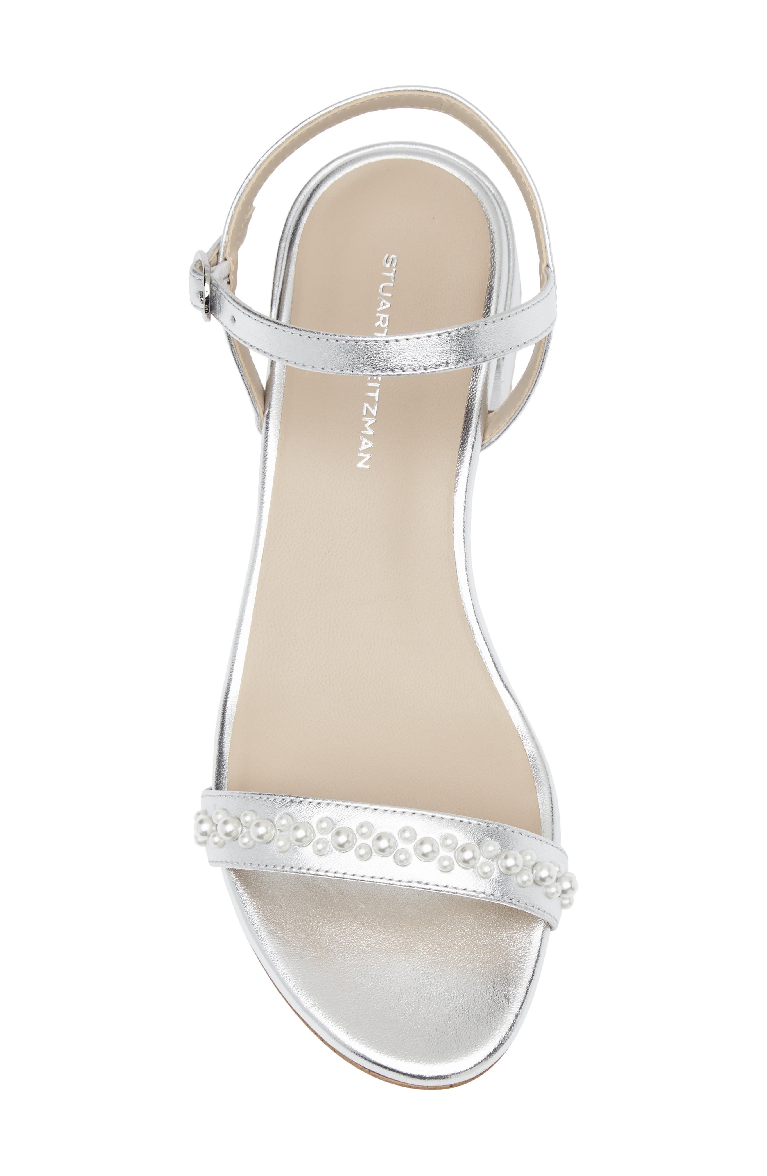 Stuart Weitzman Dancer Demipearl Sandal, Alternate, color, Silver
