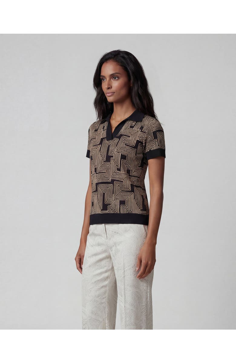 Lords of Harlech Inter Twine Womens Merino Silk Cashmere Polo, Alternate, color, Inter Twine Black