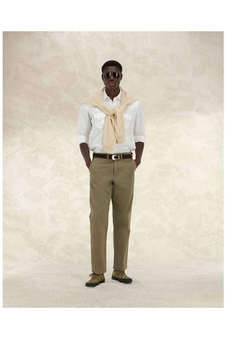 Tex Texan Oxford Cotton Shirt, Main, color, OFF WHITE