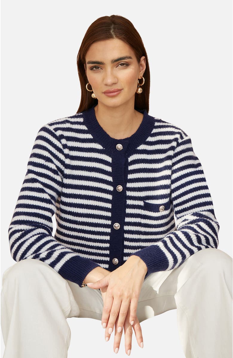 Yumi Long Sleeve Knit Relaxed Fit Cardigan, Alternate, color, Navy