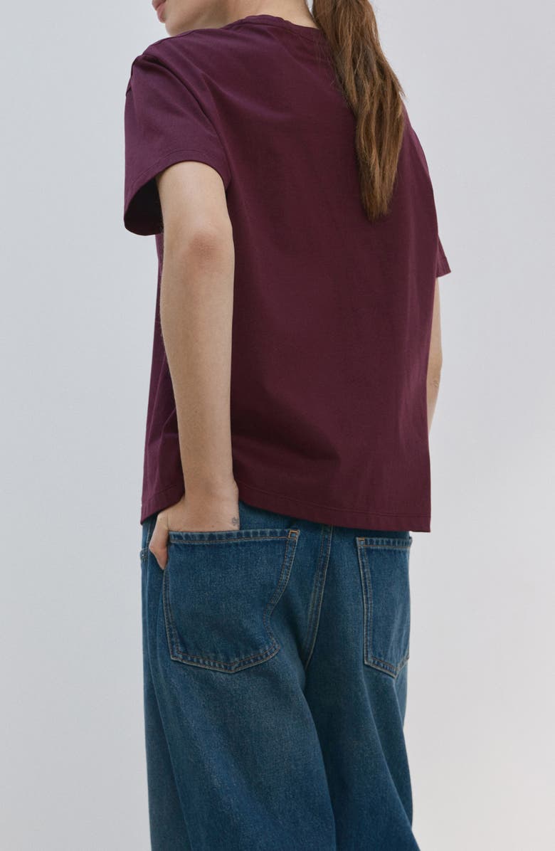 MANGO Floral Embroidered Cotton T-Shirt, Alternate, color, Wine