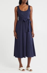 ZOE AND CLAIRE Belted A-Line Midi Dress