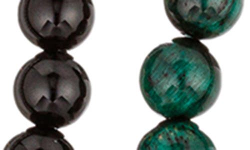 Shop Eye Candy Los Angeles Ben Set Of 2 Stone Beaded Stretch Bracelets In Silver