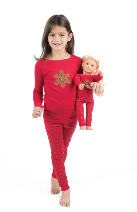 Girls Matching Doll Printed Cotton Pajamas, Animal & Seasonal Prints (Toddler, Little Kid & Big Kid)