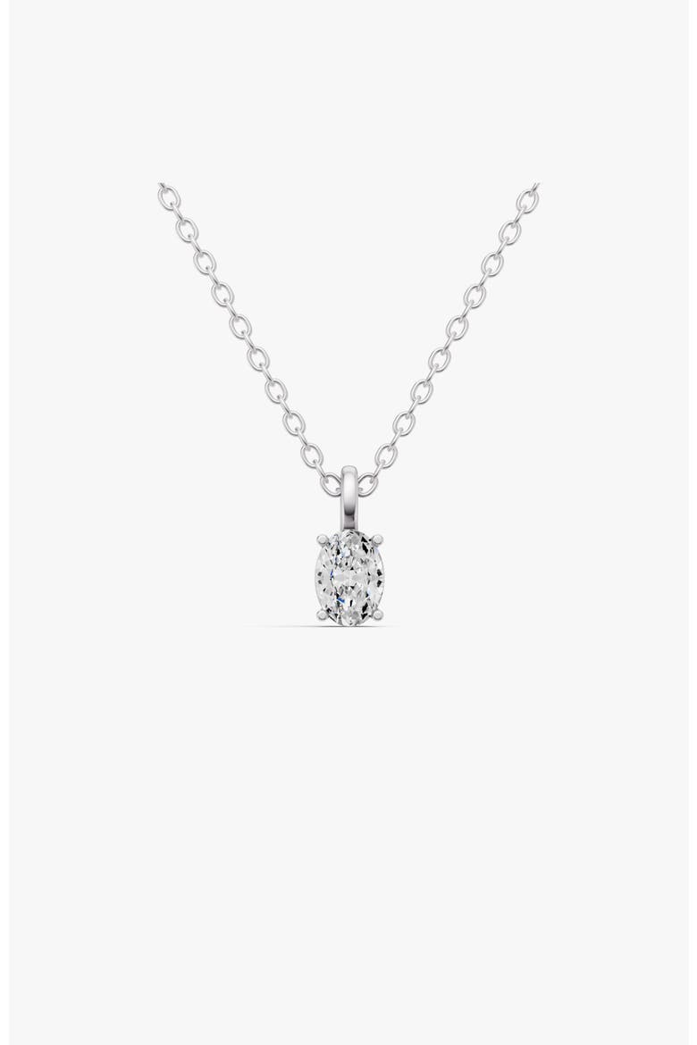 14K Gold 0.25 ct Lab Grown Oval Cut Diamond Solitaire Pendant, Main, color, White Gold