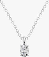 SEREIA OFFICIAL 14K Gold 0.25 ct Lab Grown Oval Cut Diamond Solitaire Pendant