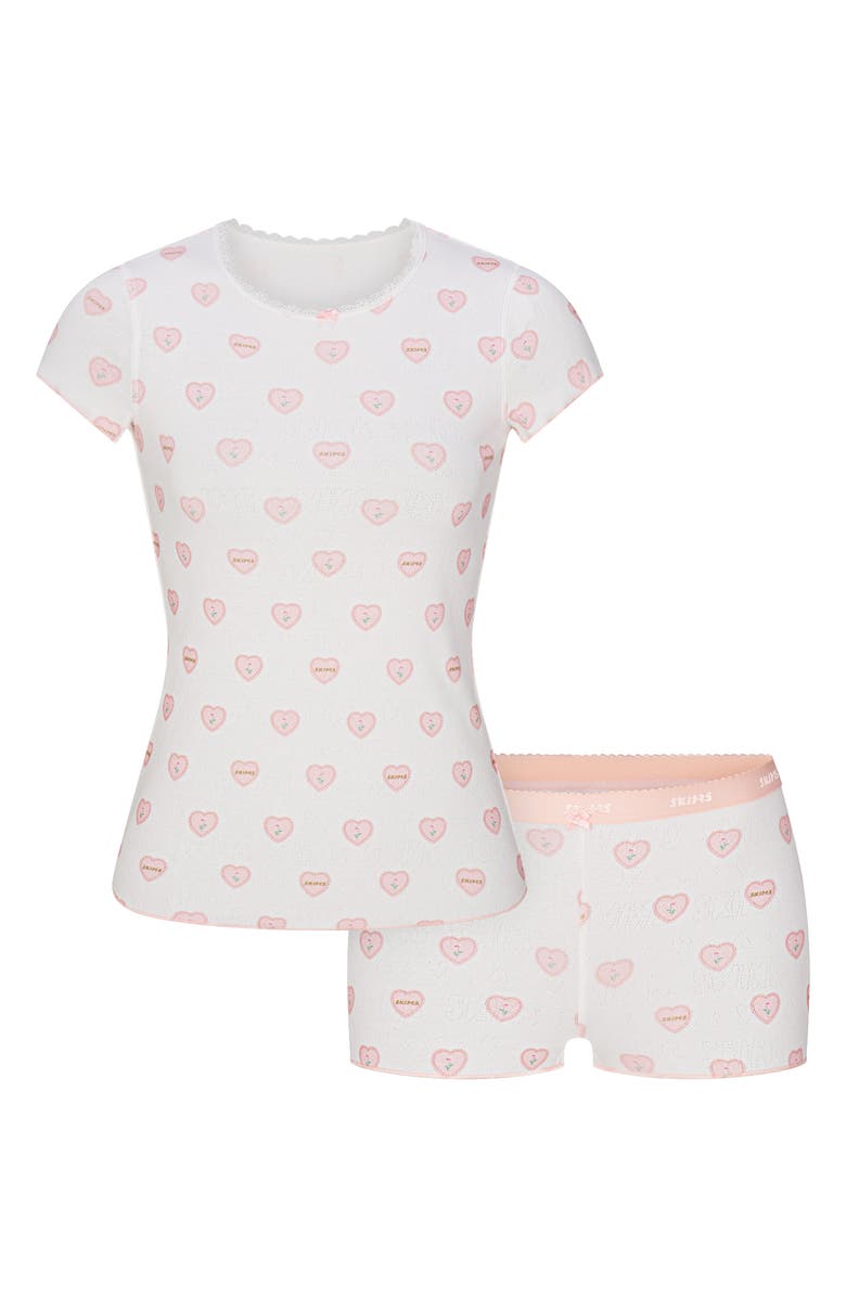 SKIMS Pointelle Pajamas, Alternate, color, Snow Lace Hearts