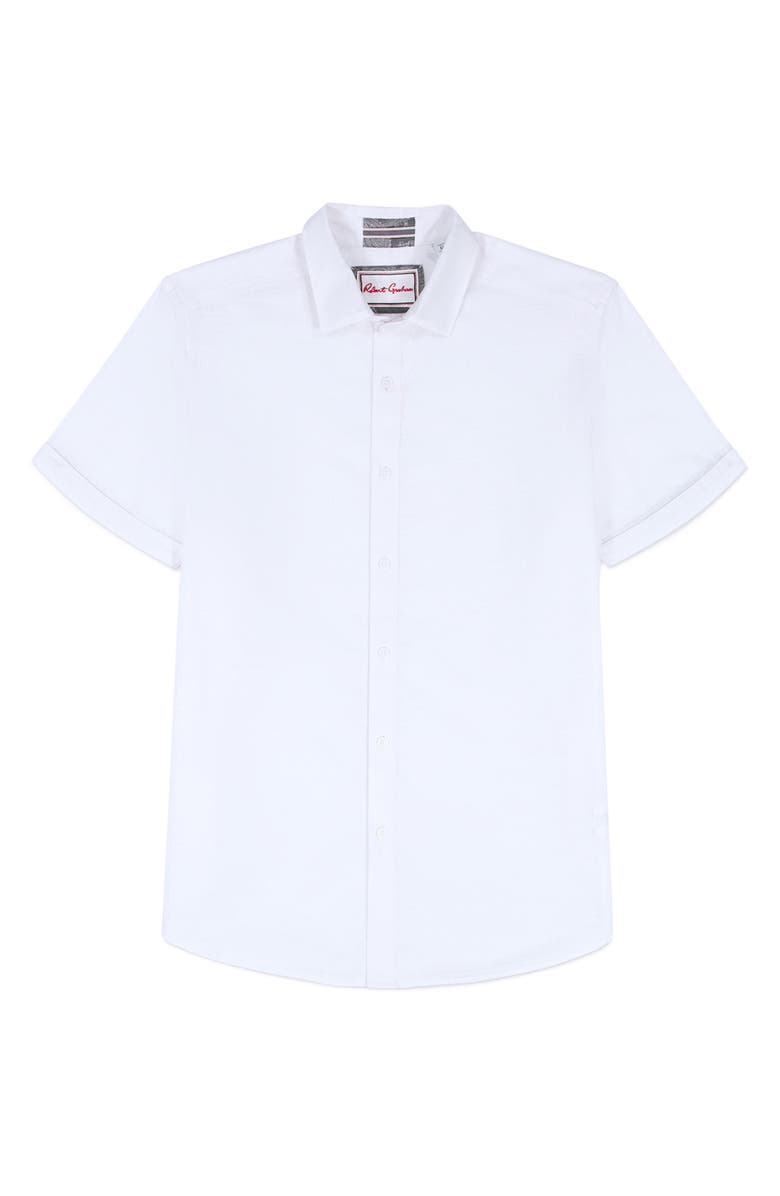 Robert Graham Sutton Linen & Cotton Short Sleeve Button-Up Shirt, Alternate, color, White