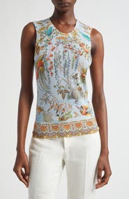 Etro Flora & Fauna Silk & Cashmere Sweater Tank