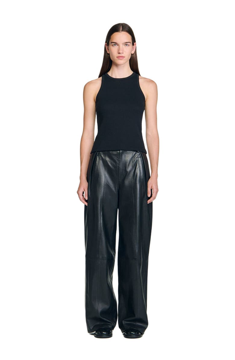 SANDRO Embroidered vest top, Alternate, color, Black