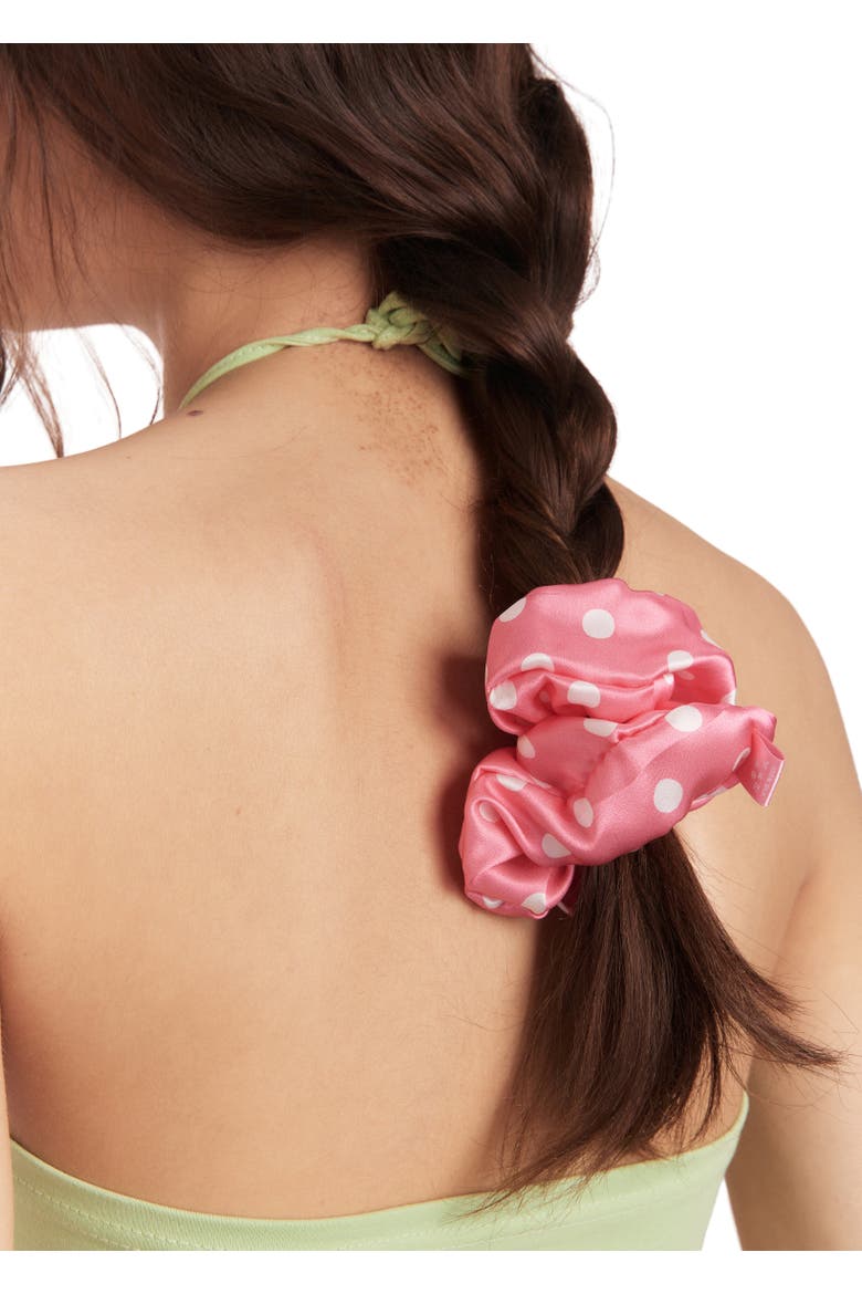 Petite Dot Silk Scrunchie, Alternate, color, Pink