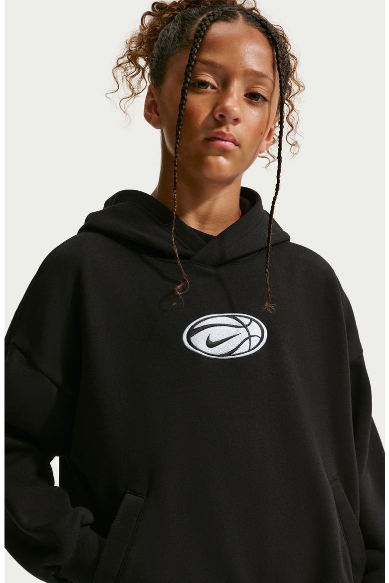 Kids' Nike Dri-FIT Graphic Hoodie, Alternate, color, BLACK/ WHITE
