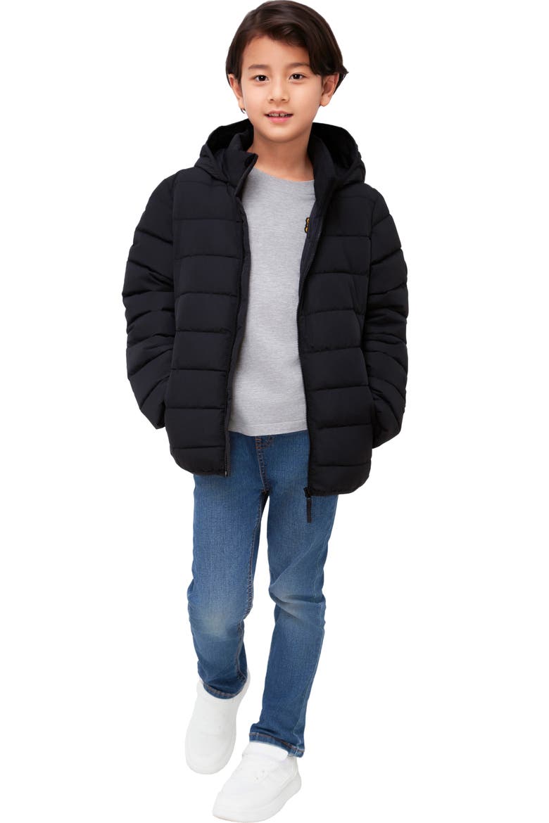 Kids' Hudson Lightweight Hooded Puffer Jacket, Alternate, color, Black