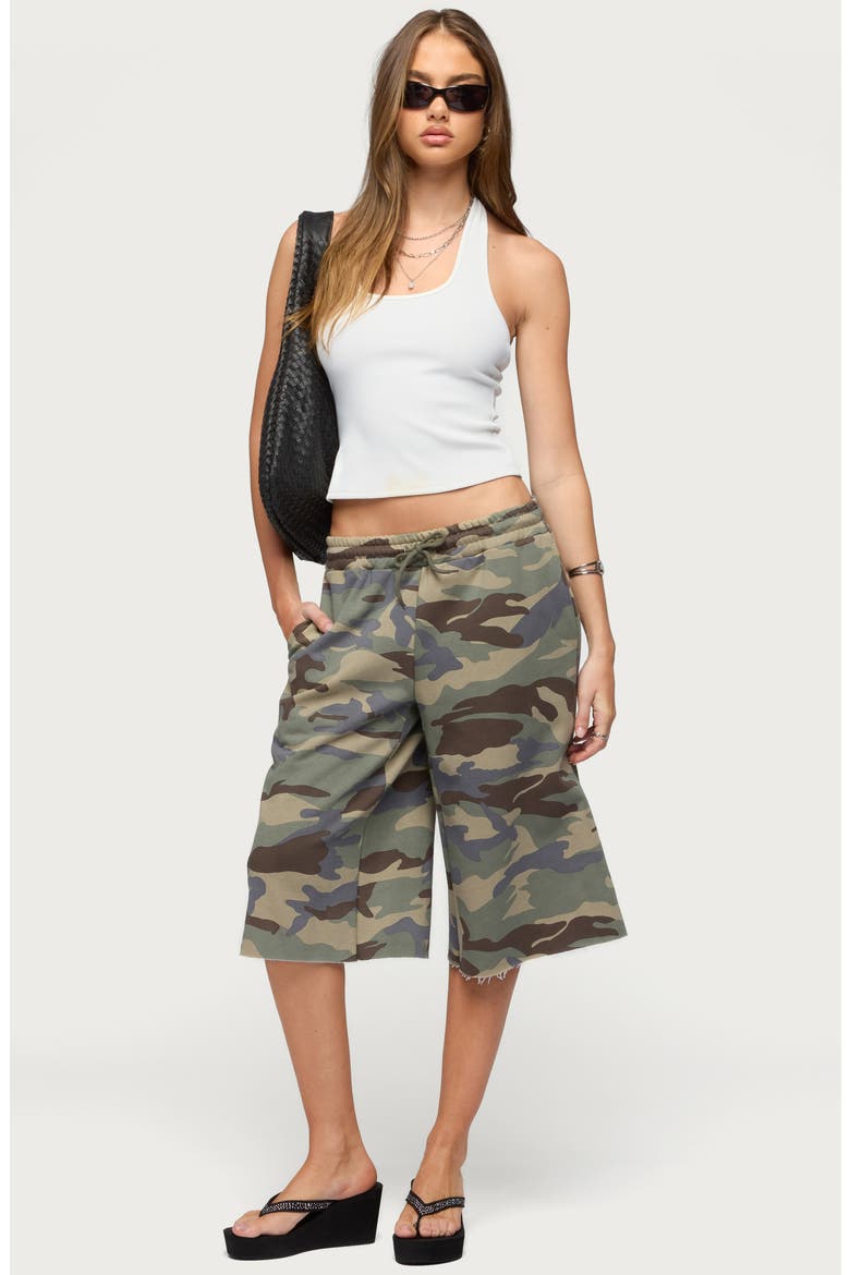 Camo Rush Drawstring Bermuda Shorts, Alternate, color, OLIVE