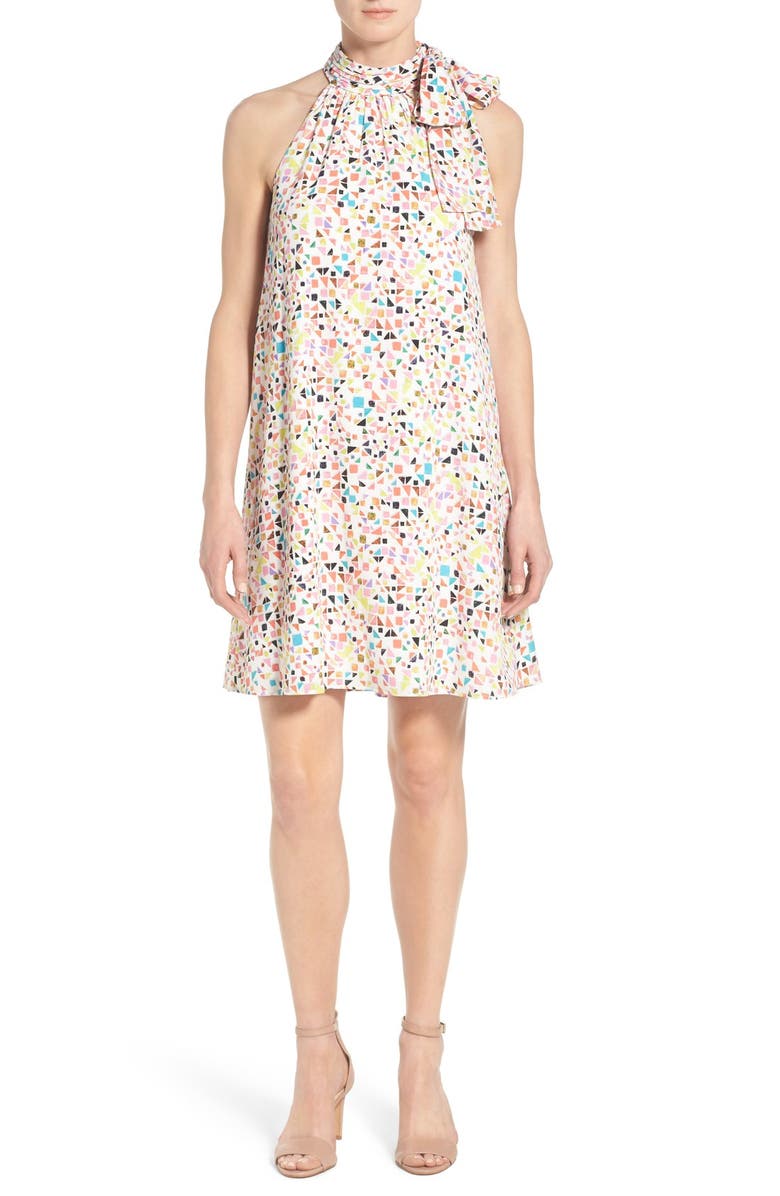 CeCe 'Candy Gems' Print Tie Neck Shift Dress, Main, color, 