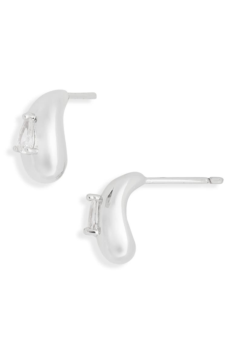 Teardrop Cubic Zirconia Stud Earrings, Main, color, CLEAR- SILVER