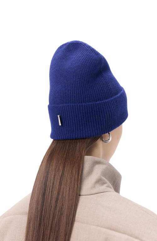 Gobi Mongolian Cashmere Cashmere Rib Knit Beanie In Deep Cobalt