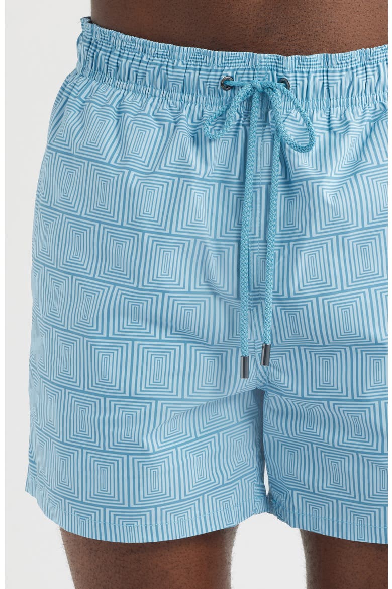Cruz Print Swim Trunks, Alternate, color, TEAL