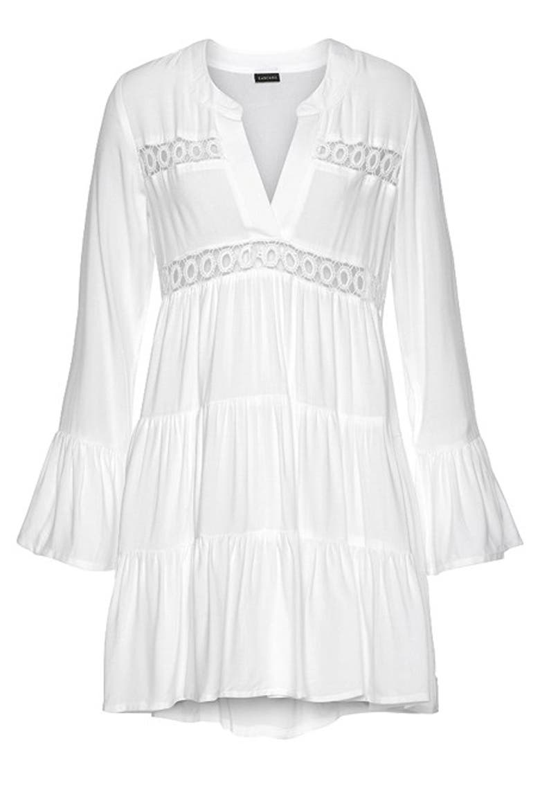 Women's Flowy Flared Sleeve Dress, Alternate, color, White