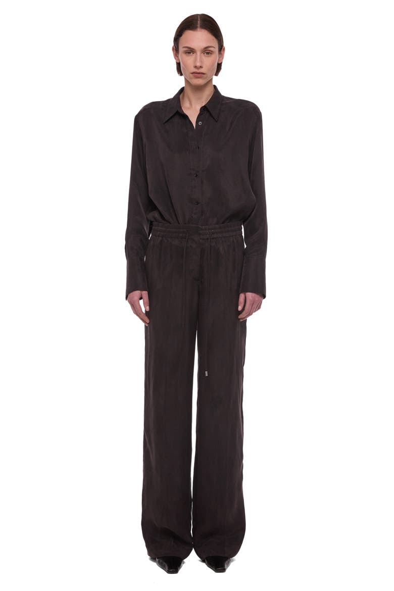 Fluid Microsuede Drawstring Pants, Alternate, color, TRUFFLE