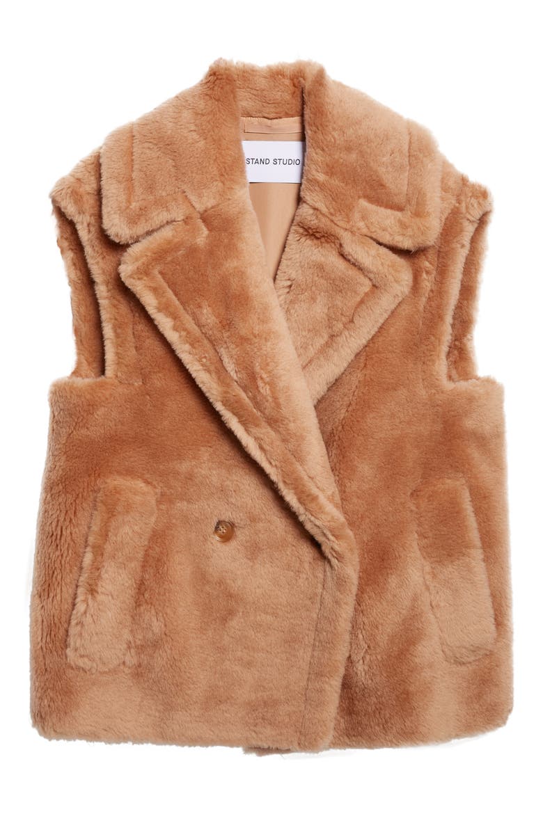 Clary Oversize Double Breasted Wool Vest, Alternate, color, BEIGE