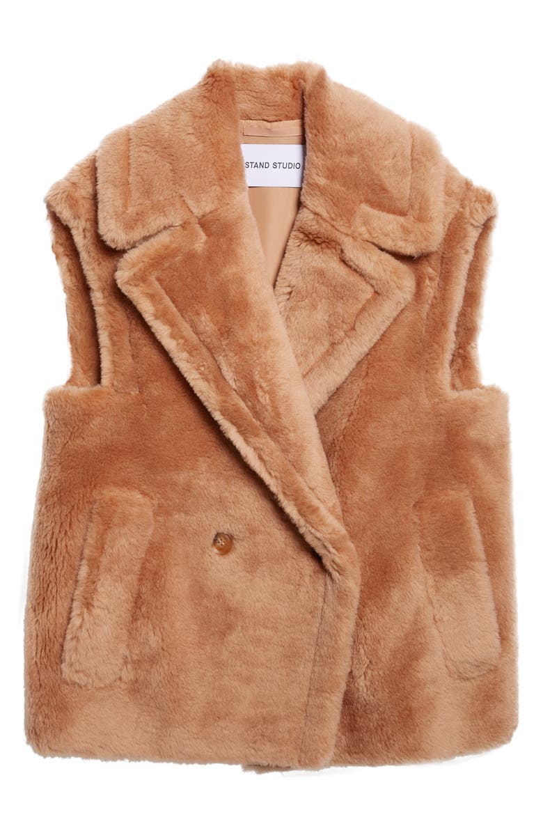 Stand Studio Clary Oversize Double Breasted Wool Vest, Alternate, color, Beige