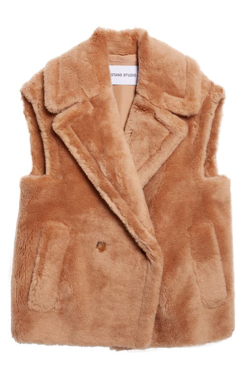 Stand Studio Clary Oversize Double Breasted Wool Vest In Brown