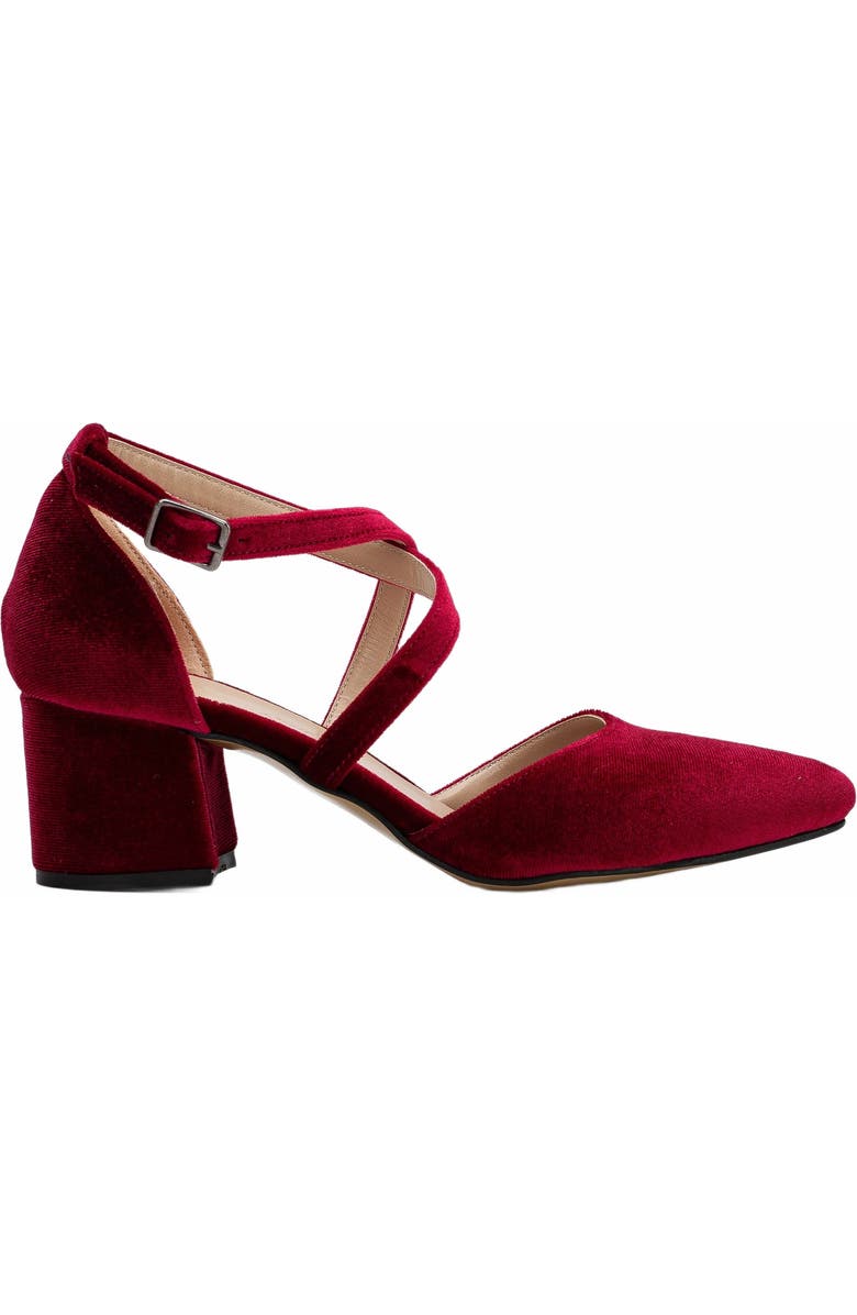 Forever & Always Shoes Dolly Low Block Heel Pumps, Main, color, Burgundy Velvet