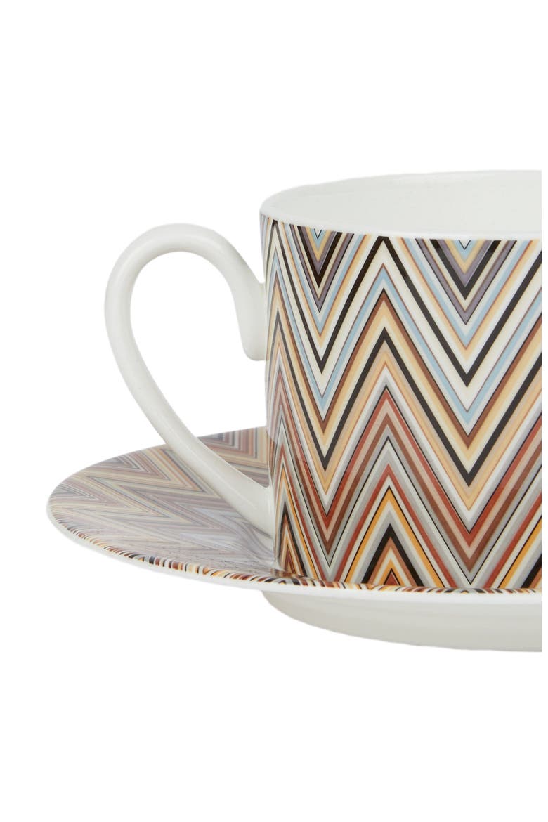 Zigzag Jarris Set Of 6 Tea Cups & Saucers, Alternate, color, White