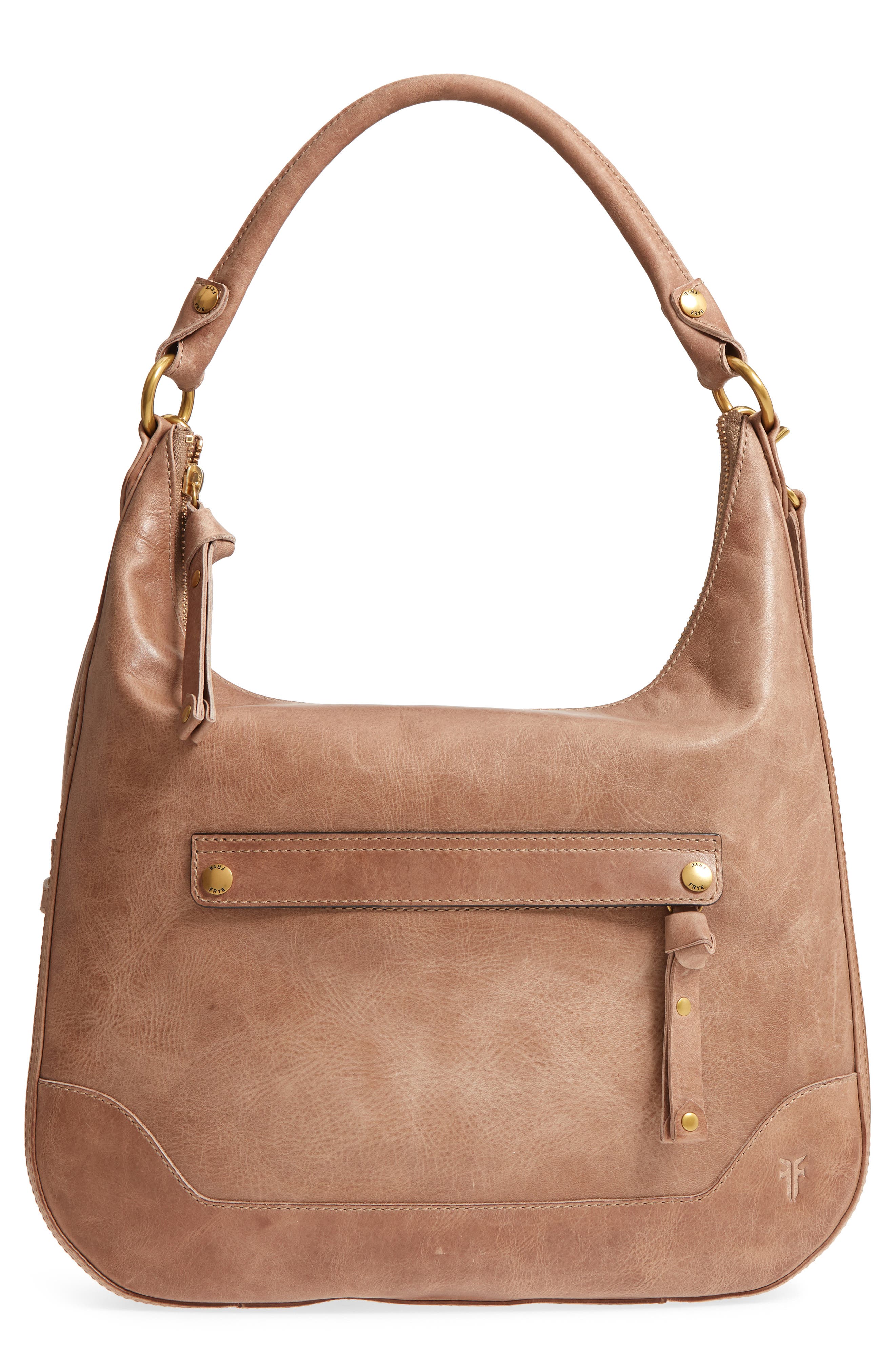 Melissa Large Leather Hobo, Main, color, DARK TAUPE