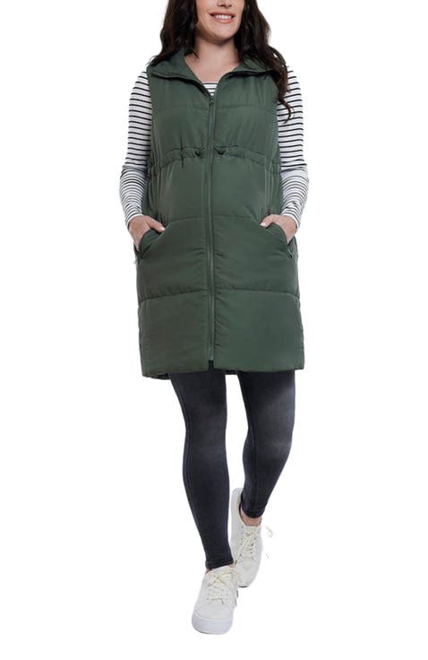 Woven Full-Zip Sleeveless Quilted Puffer Vest