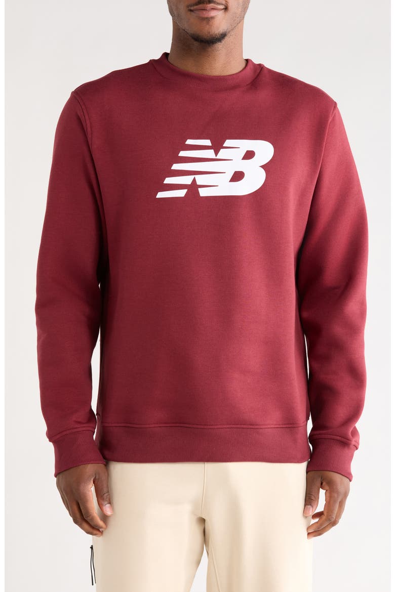 Sport Core Brushed Crewneck Sweatshirt, Main, color, BURGUNDY
