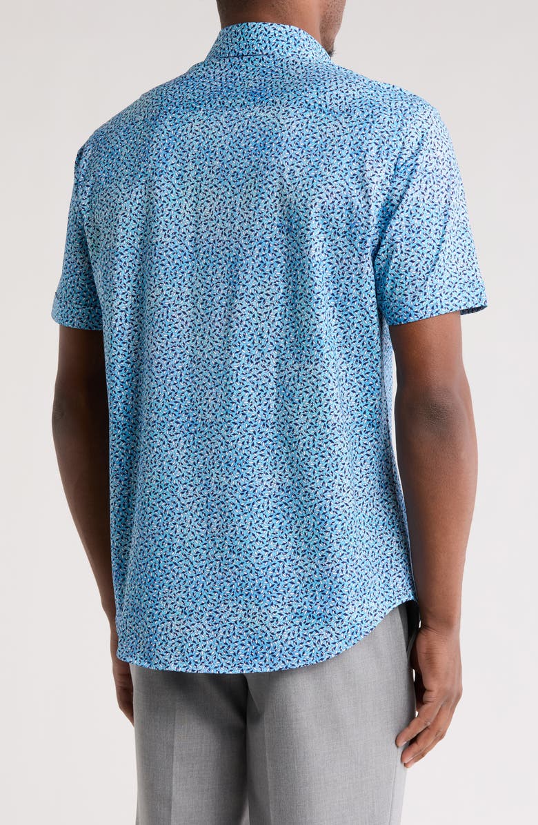 Bugatchi Milo OoohCotton<sup>®</sup> Origami Print Short Sleeve Button-Up Shirt, Alternate, color, 