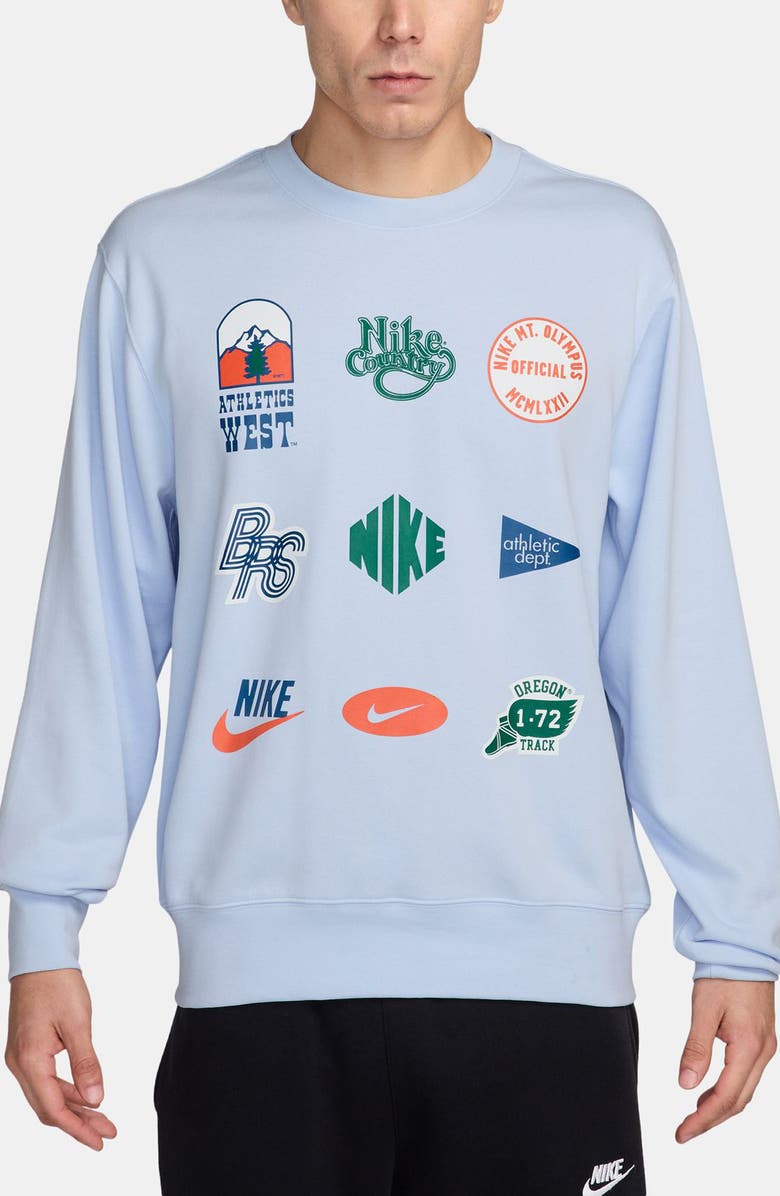 Nike Sportswear Club French Terry Crewneck Sweatshirt, Main, color, Hydrogen Blue/ Obsidian