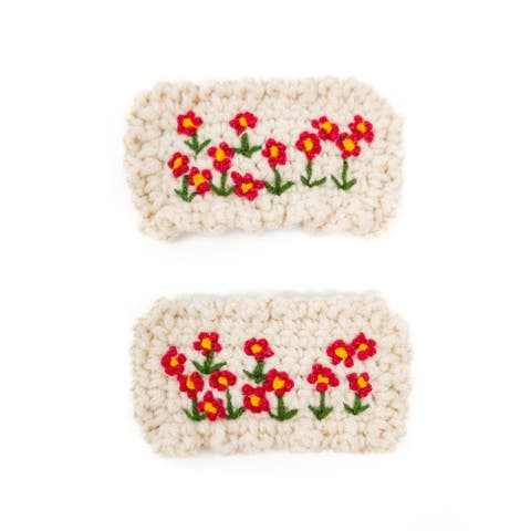 2pc Hand-Crocheted Floral Clip Set