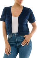 Nina Leonard Ruffle Open Front Knit Bolero
