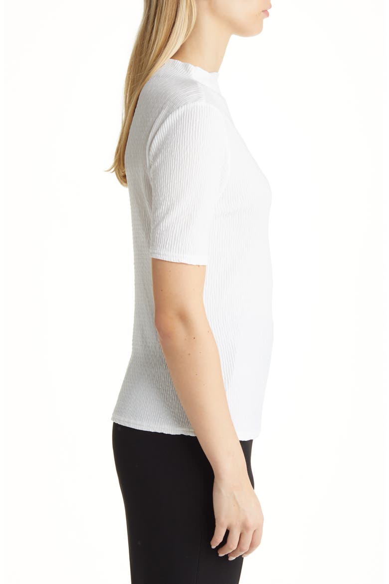 Plissé Smocked Funnel Neck Top, Alternate, color, WHITE