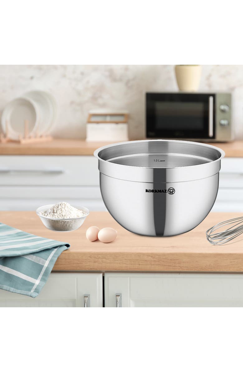 Korkmaz Gastro Proline 5.4 Quart Stainless Steel Mixing Bowl, Alternate, color, Silver