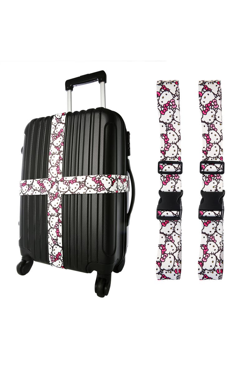 Luggage Strap, 2-Piece Set, Main, color, White, Pink
