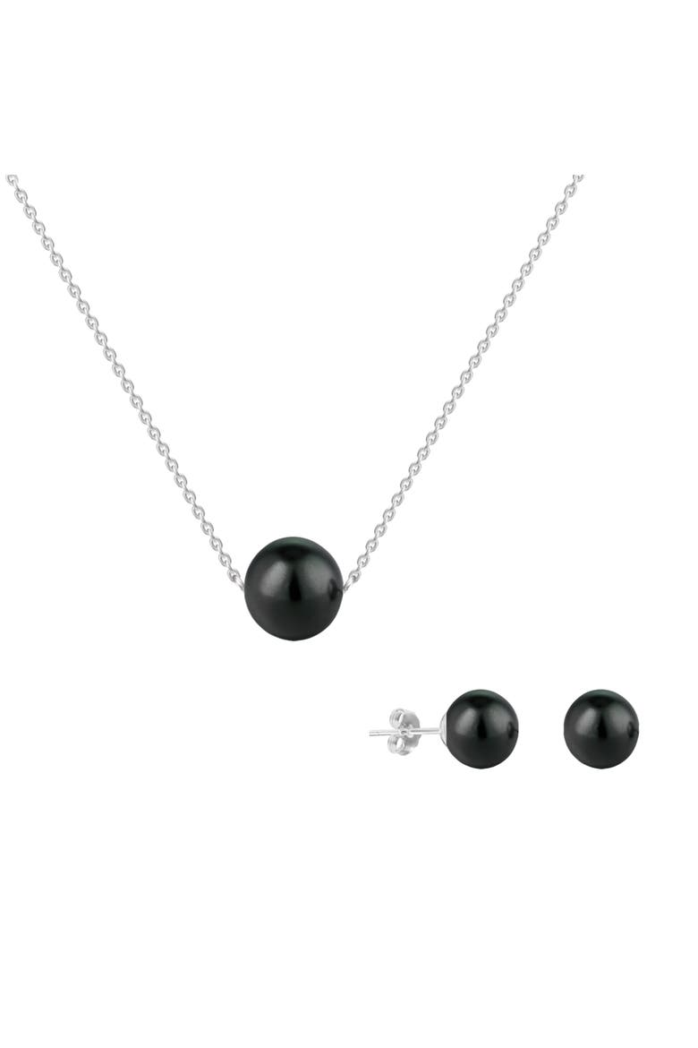 Sterling Silver Shell Pearl Jewelry Set, Main, color, Black