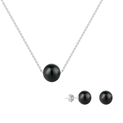 Donatello Gian Sterling Silver Shell Pearl Jewelry Set in Black at Nordstrom