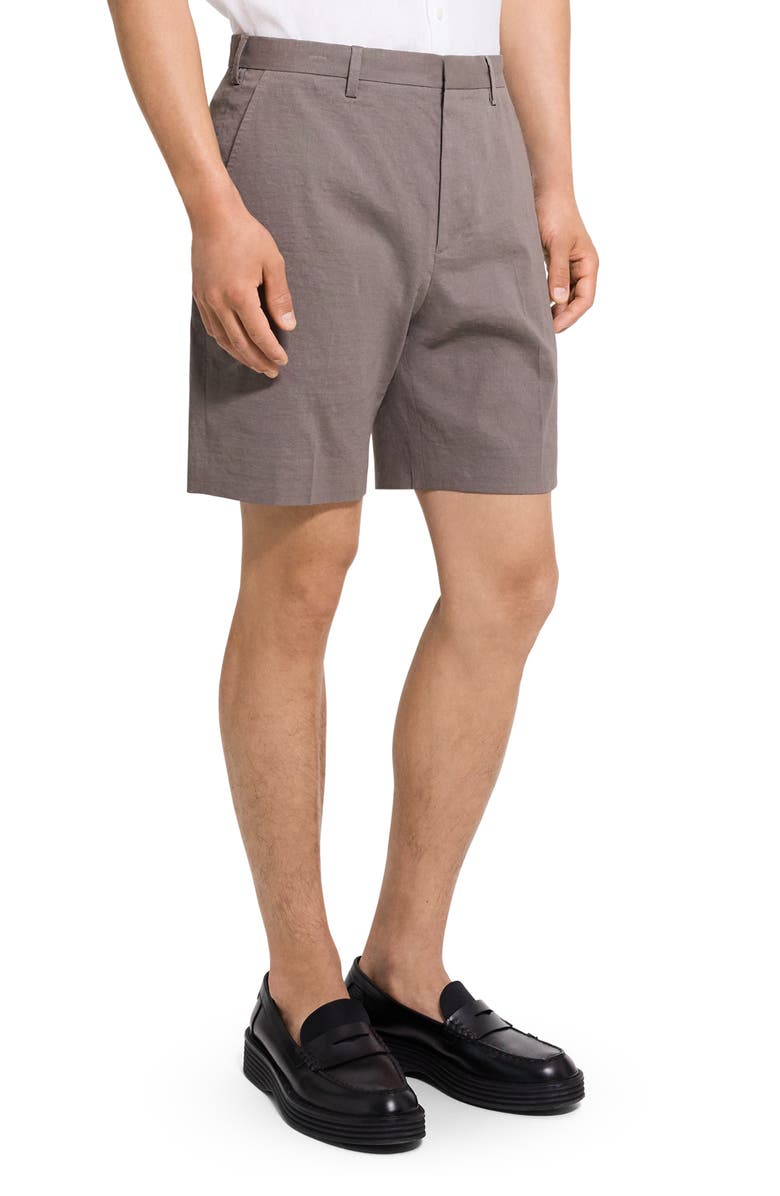 Theory Stretch Linen Blend Shorts, Alternate, color, Morel