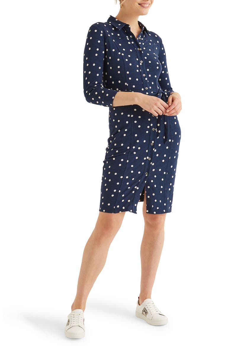 Tara Jersey Shirtdress, Main, color, NAVY BRAND DOT
