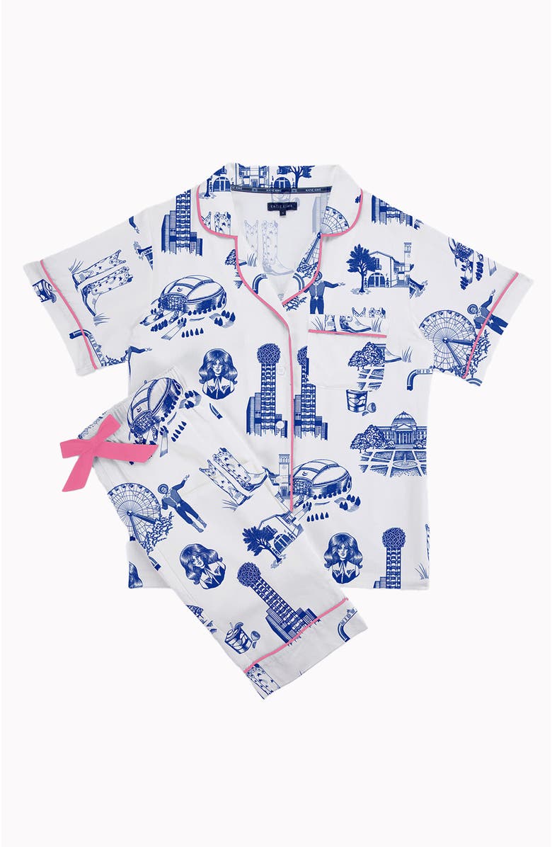 Katie Kime Dallas Toile Pajama Set, Alternate, color, Navy