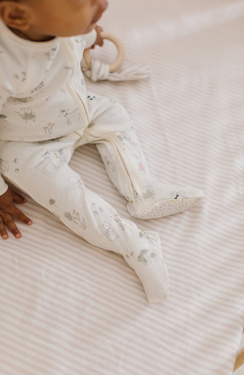 Pehr Magical Forest Zip Fitted Organic Cotton One-Piece Pajamas, Alternate, color, Magical Forest