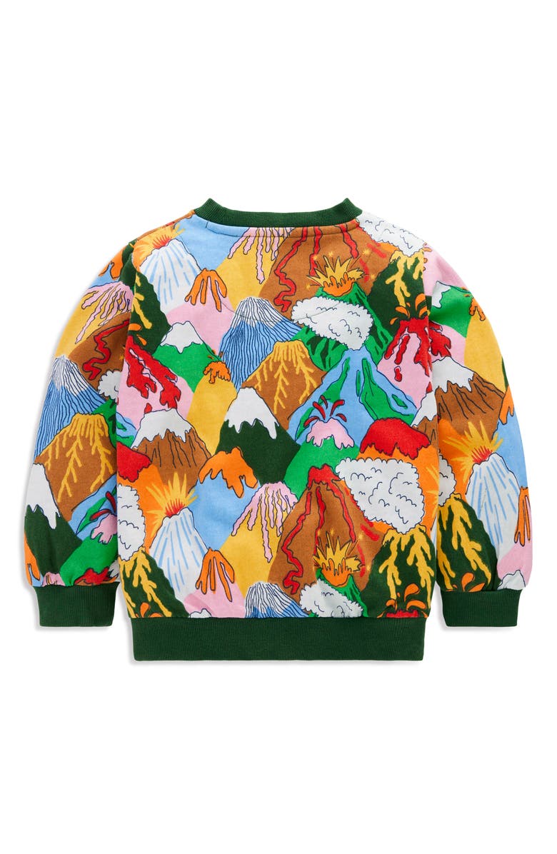 Mini Boden Kids' Volcano Print Cotton Sweatshirt, Alternate, color, Multi Volcanoes
