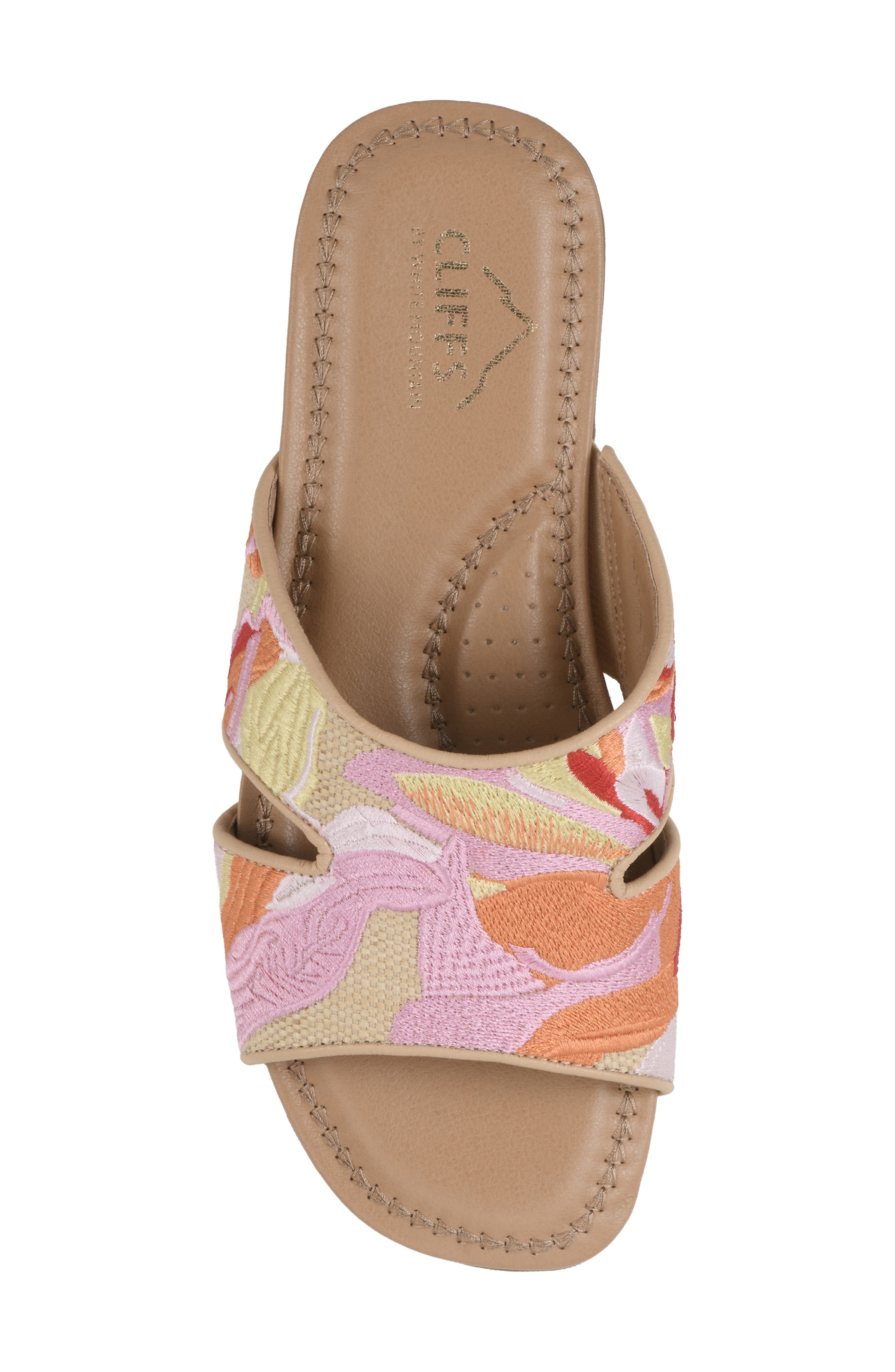 Frankly Slide Sandal, Alternate, color, PINK/ MULTI/ RAFFIA