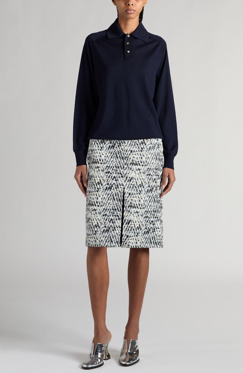 Bottega Veneta Lightweight Fine Wool Long Sleeve Polo, Alternate, color, 