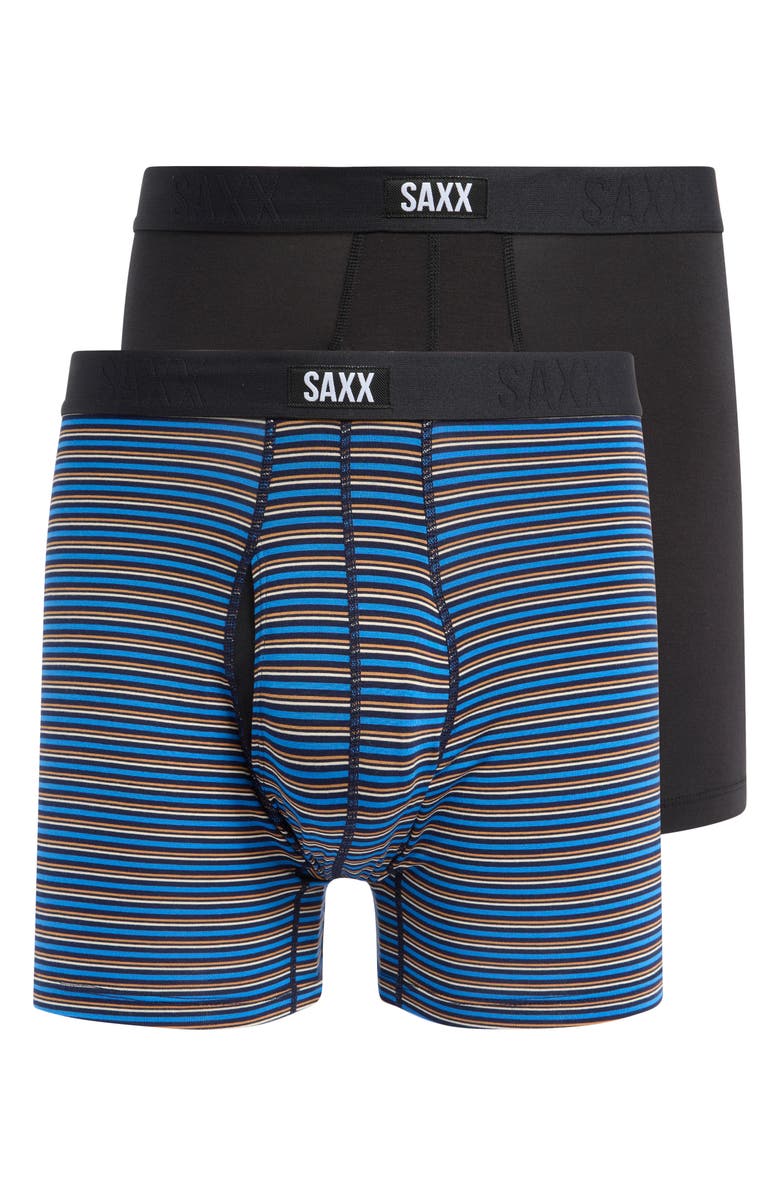 SAXX Assorted 2-Pack Vibe Xtra Soft Comfort Boxer Briefs, Main, color, Railroad Stripe/ Black